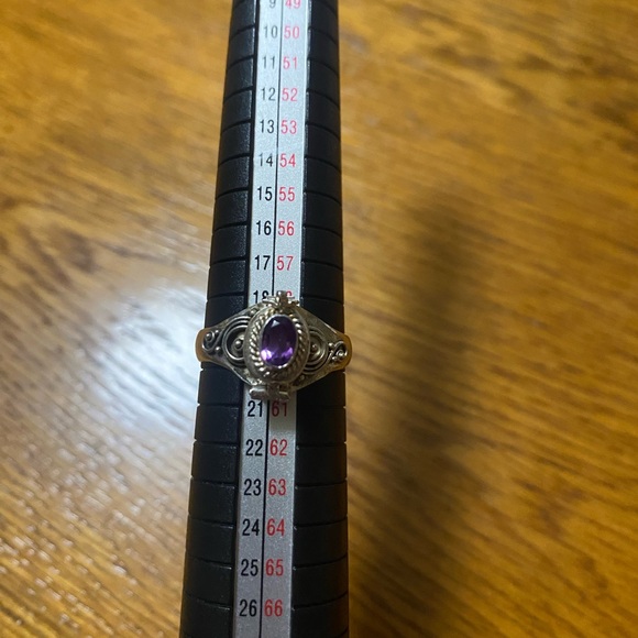 Solid Sterling Silver 925 Natural Amethyst Poison/Pill Ring - Picture 6 of 6